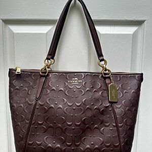 Coach Dark Oxblood Embossed Leather Tote